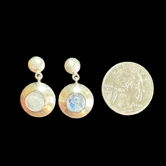 Sterling Silver Moonstone Post Earrings - Picture 8 of 8